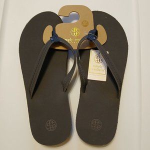 Simply Southern Women's Size XXL 9.5/10.5 Leather Flip Flop Asphalt Black